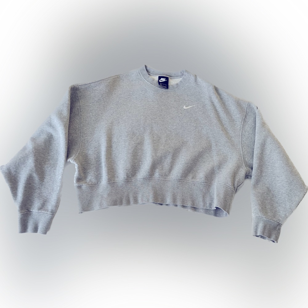Nike cropped crew neck sweatshirt size small heather gray